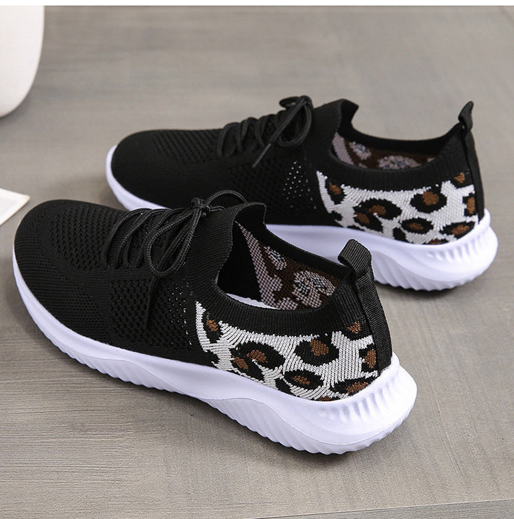 Women Leopard Print Lace-up Sneakers Sports