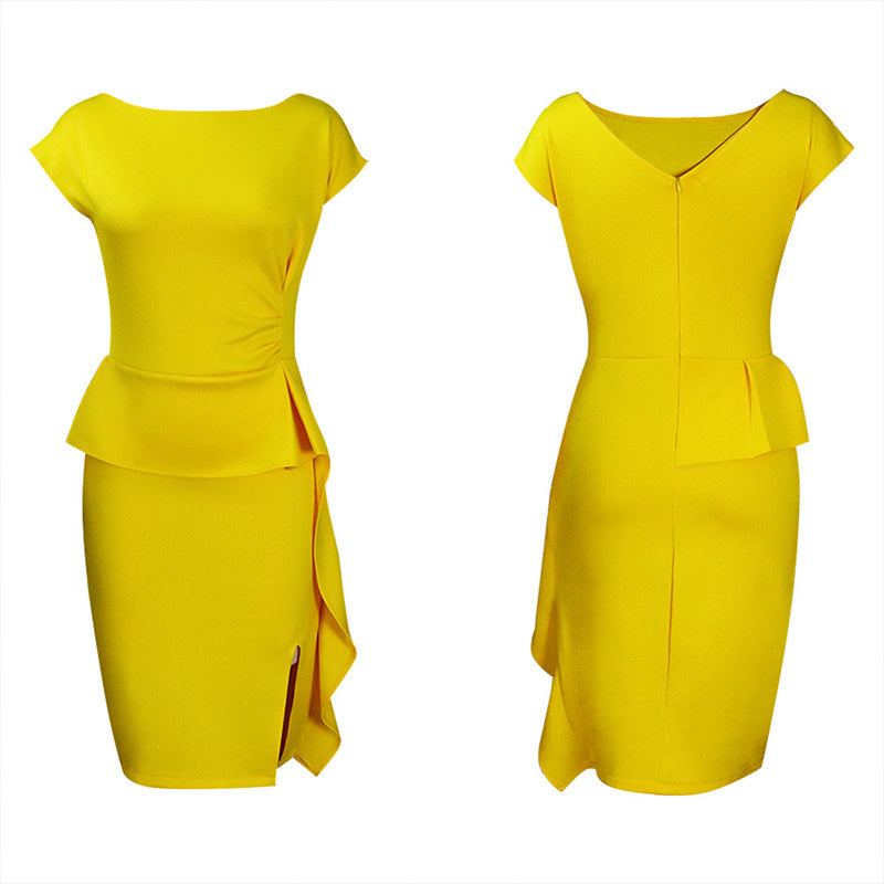 Women's Elegant Ruffle Sleeveless Bodycon Dress