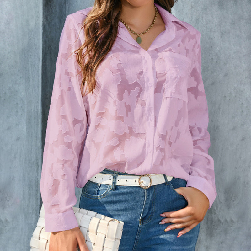 Women's Casual Sheer Button Down Blouses