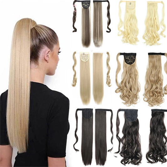 Long Straight Wrap Around Clip In Ponytail Hair Extension