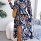 Retro Flower Lapel Tied Shirt Dress
