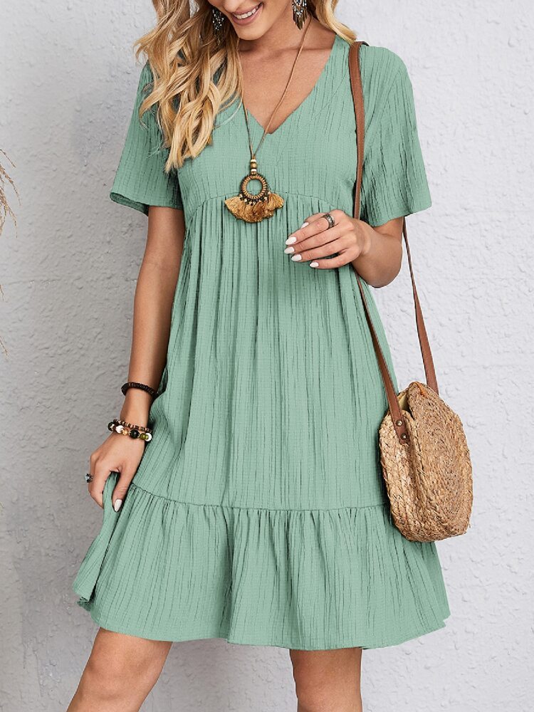 V-neck Short Sleeve Dress