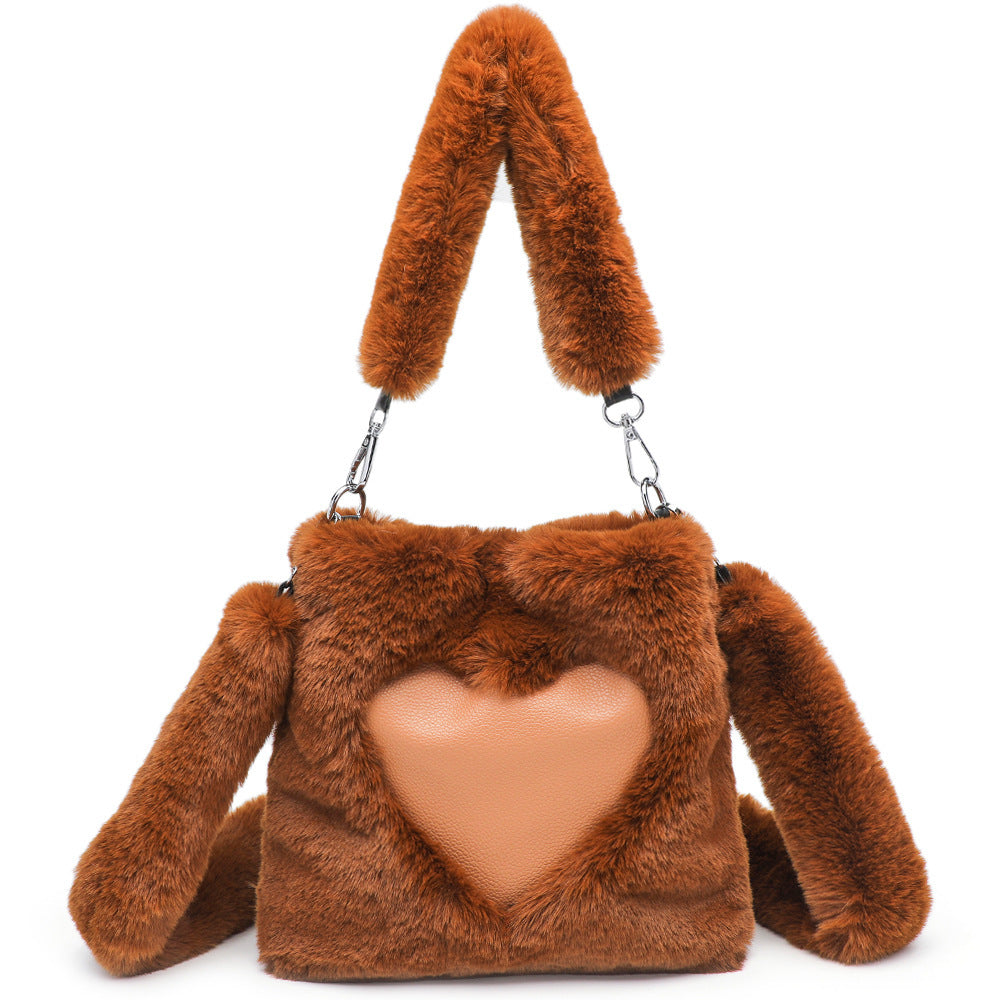 Women Fluffy Shoulder Bag With Top handle