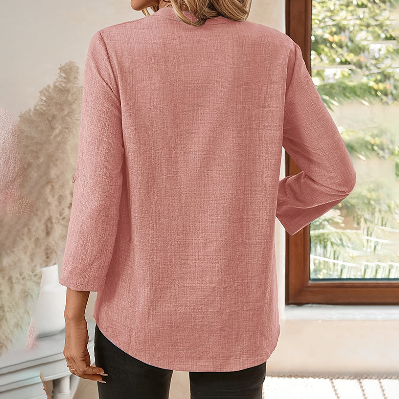 Women's Casual Summer Notch V Neck Blouses