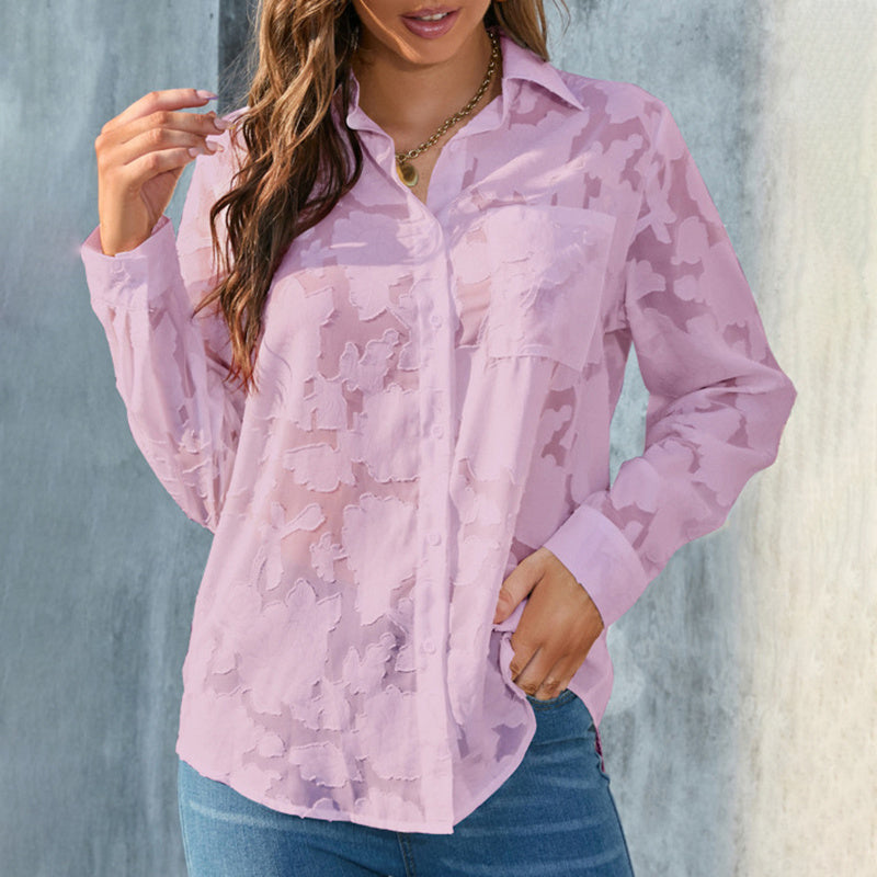 Women's Casual Sheer Button Down Blouses