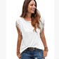 ladies Europe and America big size round neck short sleeve cuffs tassel T-shirt cotton tops