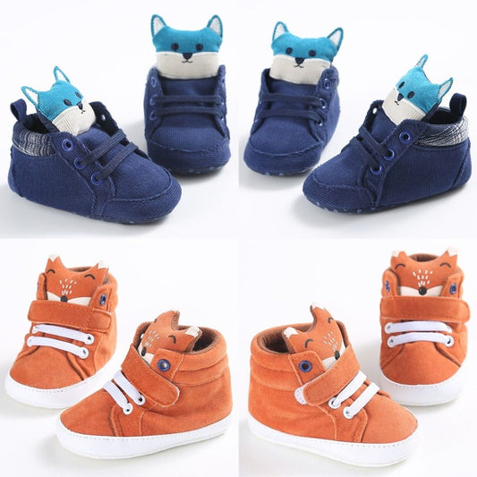 Baby Boy Girls Shoes Cute Cartoon Bear Fox First Walkers Canvas