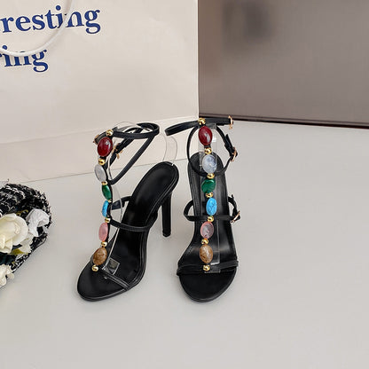 Fashion Colorful Beads Buckle Sandals