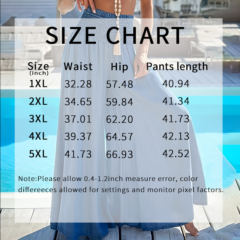 Long Pants High Waist Wide Leg Stretchy Loose Fit Casual Trousers