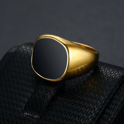 Black  Square  Mens Ring