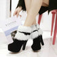 Plush Winter Boots Christmas High Heel Party Shoes