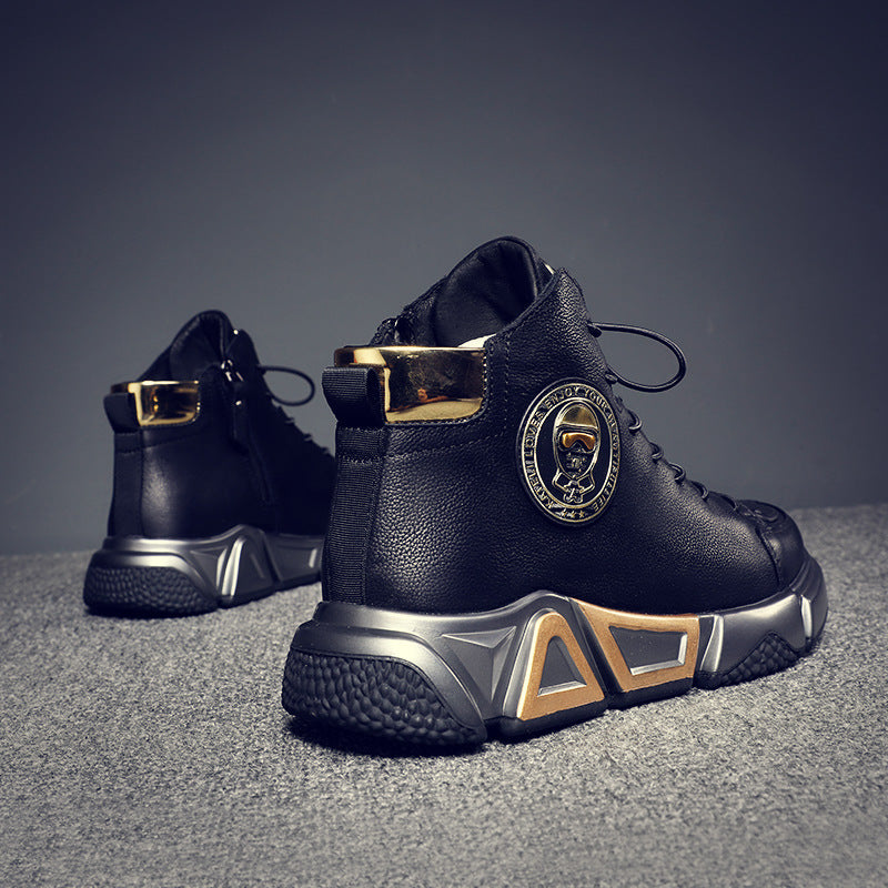 Black Cotton Casual Leather Shoes