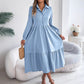Women's Lapel Casual Loose Long Sleeve Ruffled Shirt Dresses
