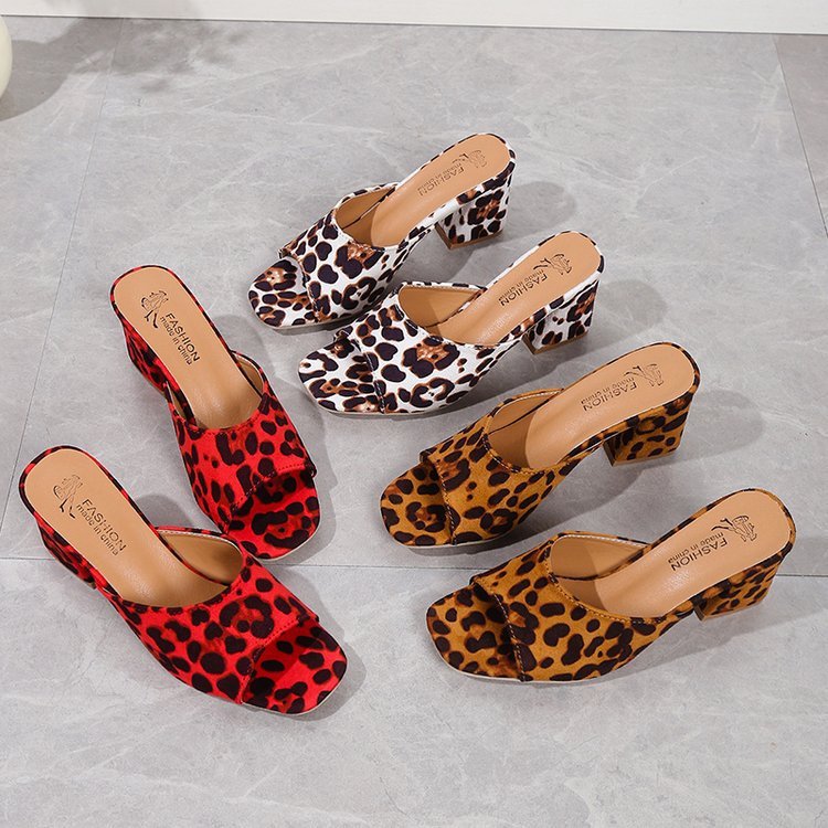 Leopard Square Toe Sandals