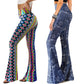 Flared Pants - Cropped High-waisted Printed Ethnic Style 2-piece