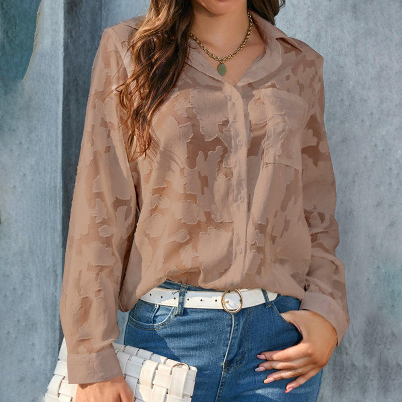 Women's Casual Sheer Button Down Blouses