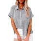 Summer Lapel Short Sleeve Shirt With Pockets
