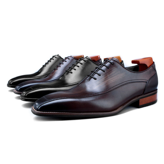 Cowhide Leather Lace-up Hair Men's Shoes