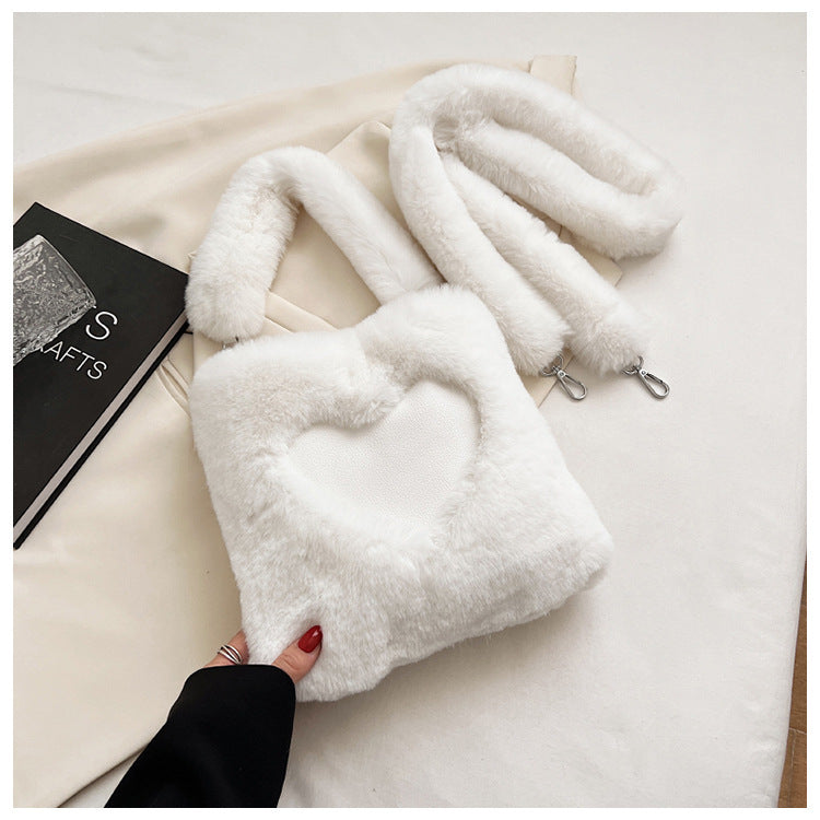 Love Winter Plush Shoulder Bags For Women