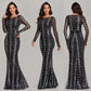 Sequins Women Maxi Dresses Long Sleeve
