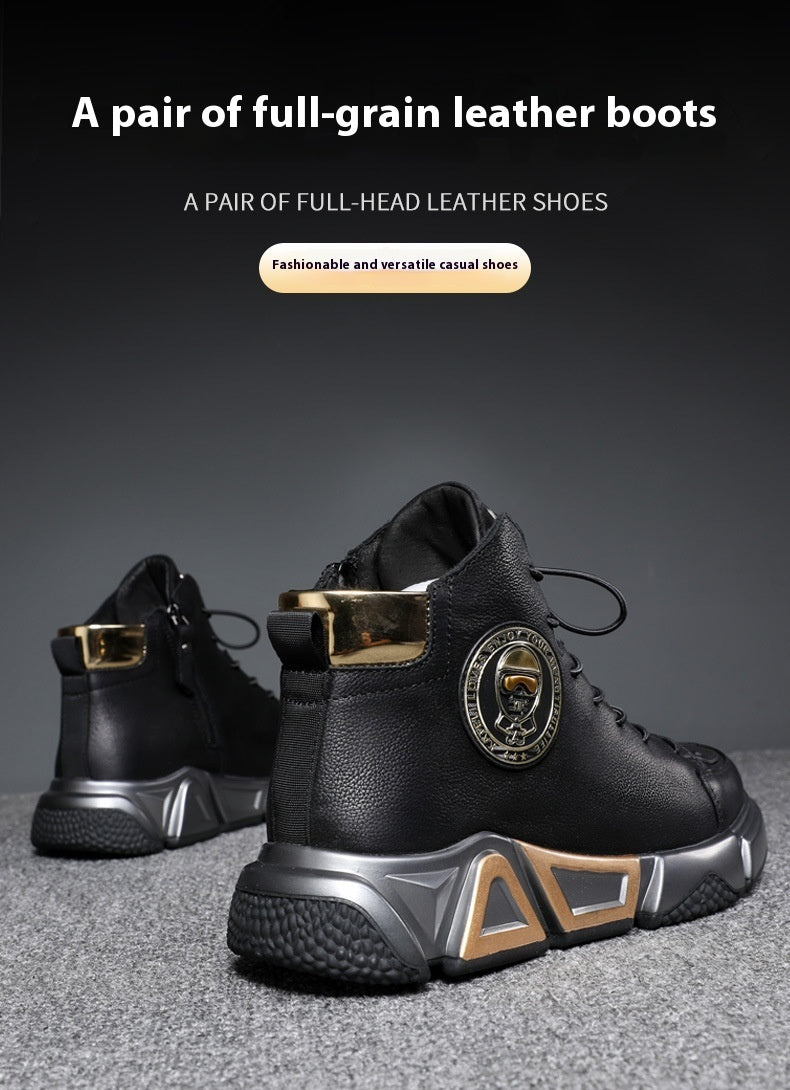 Black Cotton Casual Leather Shoes