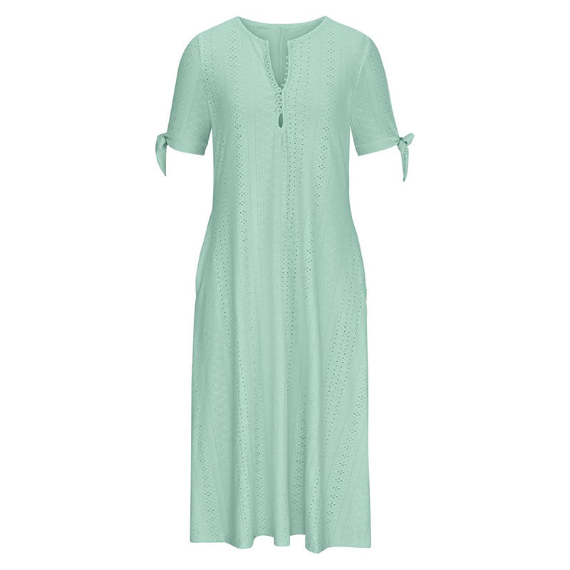 Women's Eyelet V-Neck Maxi Dress