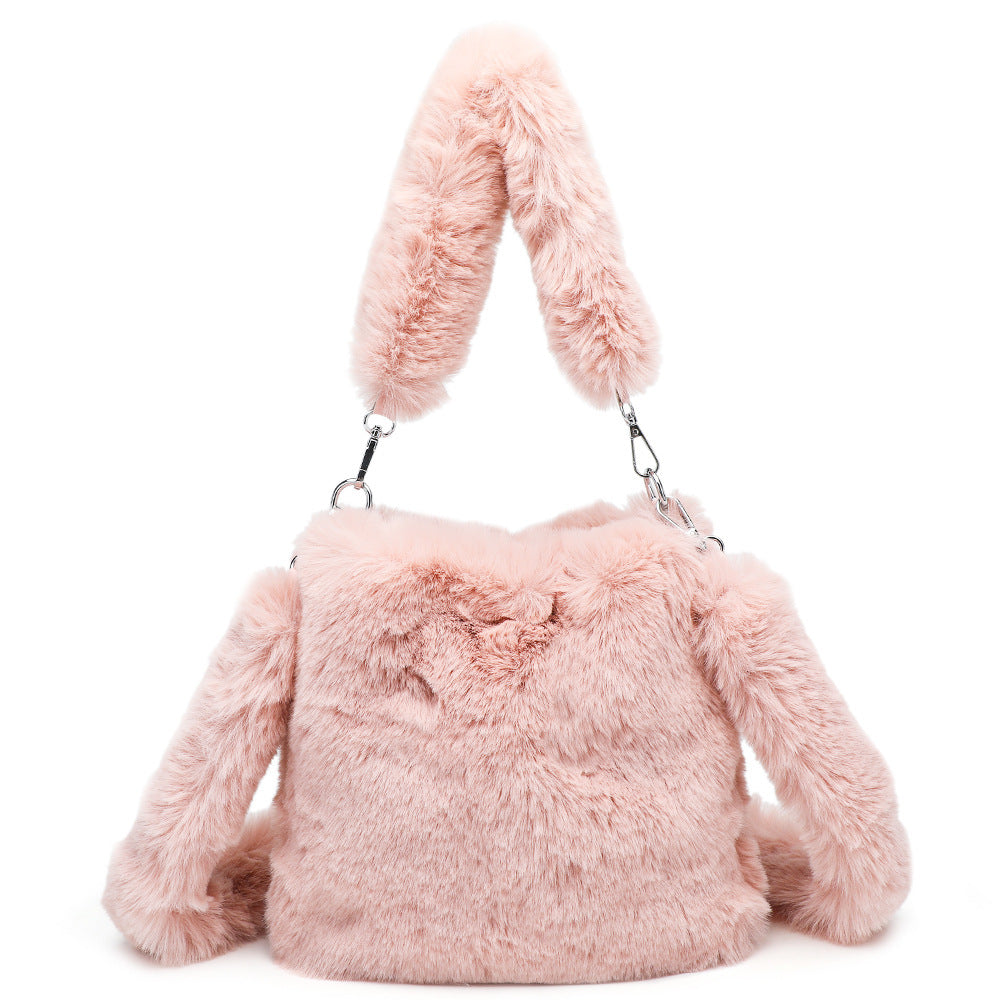 Women Fluffy Shoulder Bag With Top handle