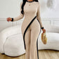 Women's 2 Piece Outfit Sexy Asymmetrical Hem Long Sleeve Top And Wide Leg Pants