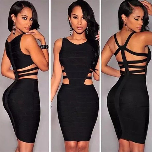 Women Black Sexy Sleeveless Dress
