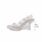 Transparent PVC Rhinestone Flowers Slingback Pumps