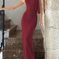 One-shoulder Ribbon Long Dress
