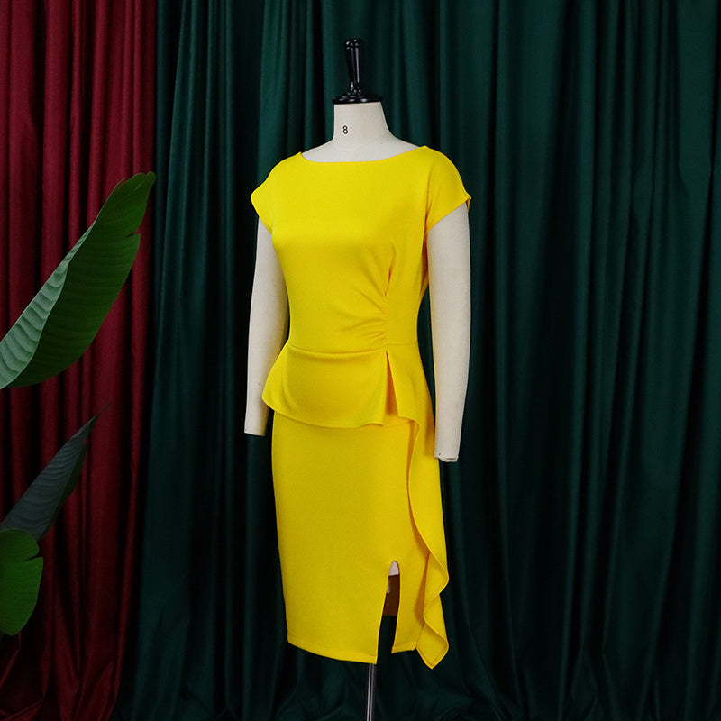 Women's Elegant Ruffle Sleeveless Bodycon Dress