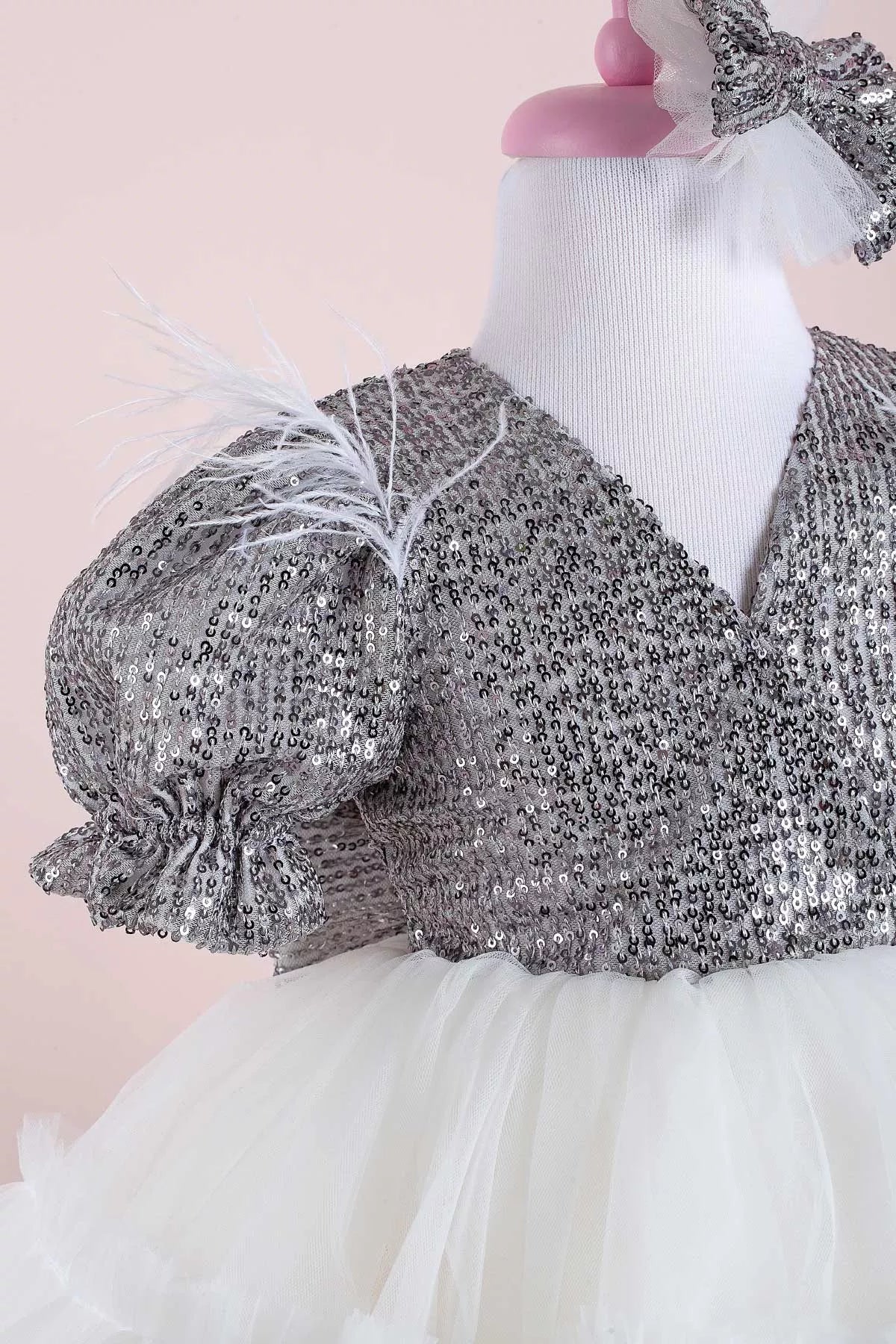 Clara White and Silver Party Dress