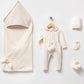 Lewis Cream Newborn Coming Home Set / Linen Collar (5 pcs)