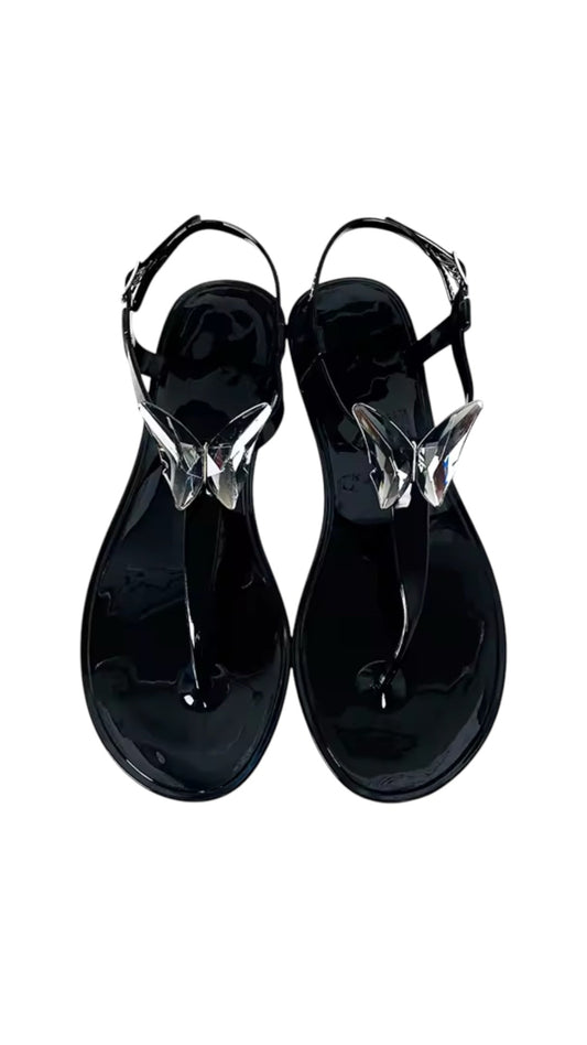 ALIANA Black Gel Beach Sandals