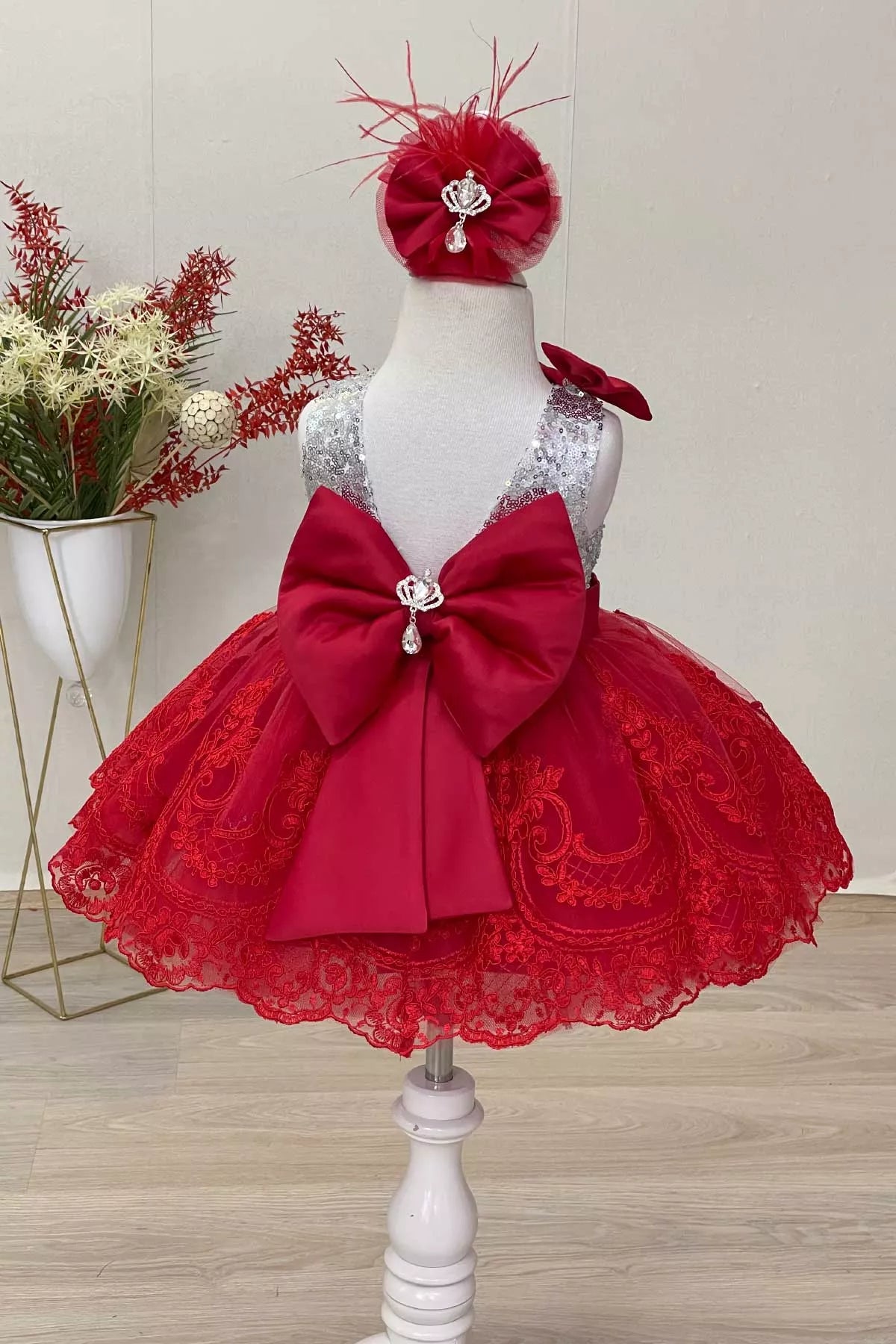 Shay Silver & Red Party Dress