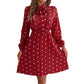 Women's Polka-dot Self-tie Waist-controlled Long Sleeves Pleated Skirt