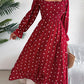 Casual Square Collar Polka Dot Swing Dress With Wooden Ears