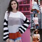 Women's Color Stitching Knit Pullover Loose Sweater