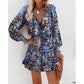 Fashion Patchwork Puff Sleeve Waist Dresses