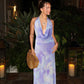 2pcs Tie Dye Printing Deep V-neck Suits For Beach Party