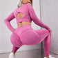 Sports Suits Long Sleeve Hollow Design Tops And Butt Lifting High Waist Seamless Fitness Leggings