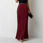 Women's Elegant Satin High Waist Flared Midi Skirt