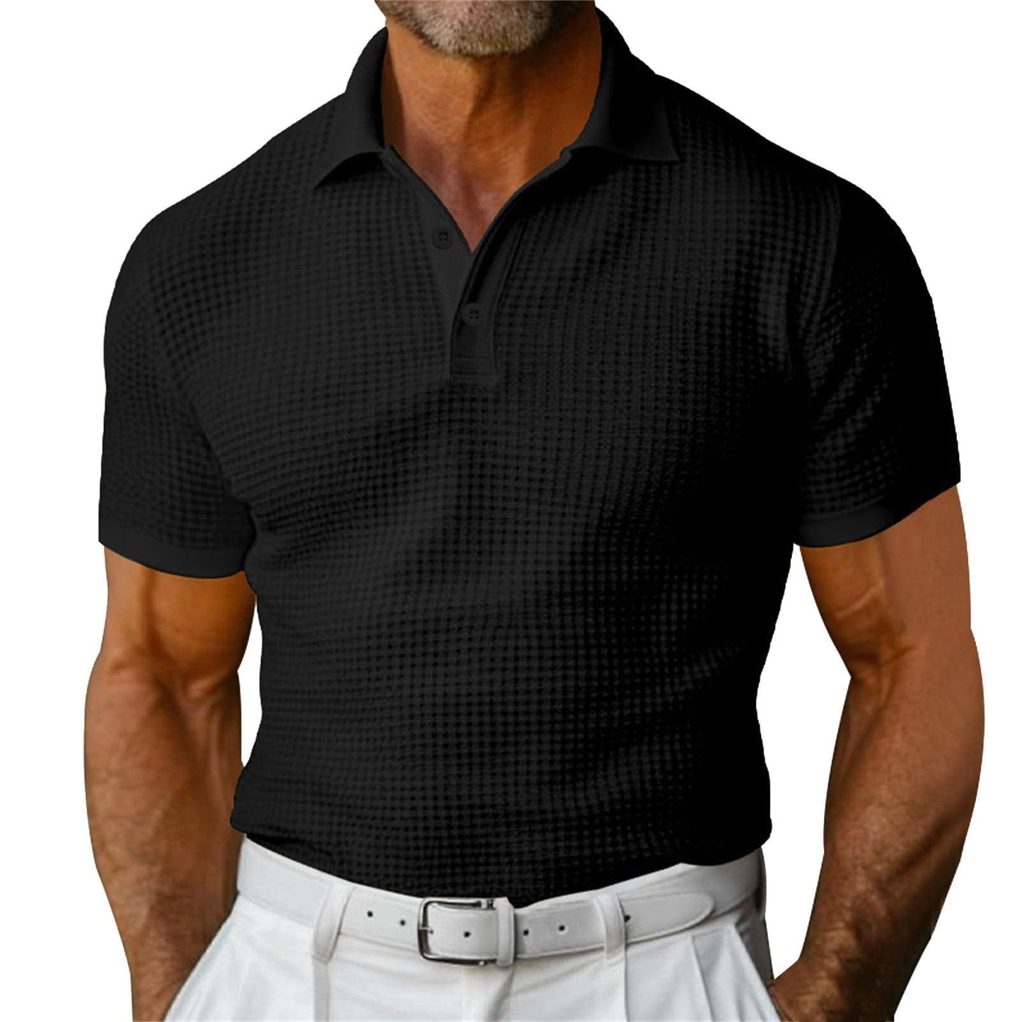 Waffle Short Sleeve Polo Shirt
