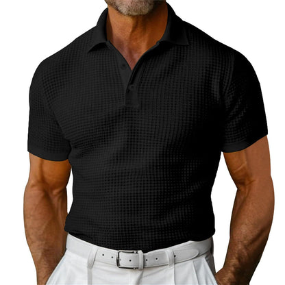 Waffle Short Sleeve Polo Shirt