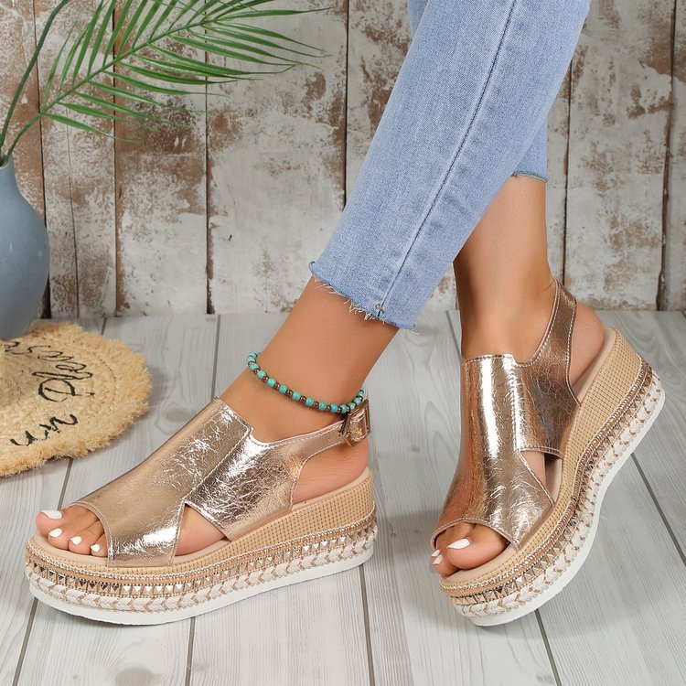 Shiny Sandals Hollow Design