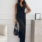 V-neck Sleeveless Jumpsuit With Belt