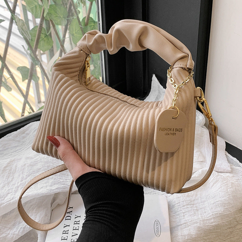 PU Leather Pleated Cloud Small Tote Bag