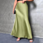 Women's Elegant Satin High Waist Flared Midi Skirt