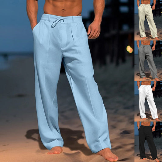 Casual Wide-Leg Straight Pants With Pockets For Men